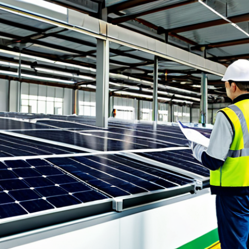 Green Supply Chain**

"A modern factory scene, showcasing a fully clothed engineer inspecting solar panels on the roof, alongside workers in appropriate attire recycling materials, demonstrating sustainable practices, safe for work, professional, perfect anatomy, natural proportions, well-formed hands, bright natural lighting, environmentally conscious, appropriate content."

**