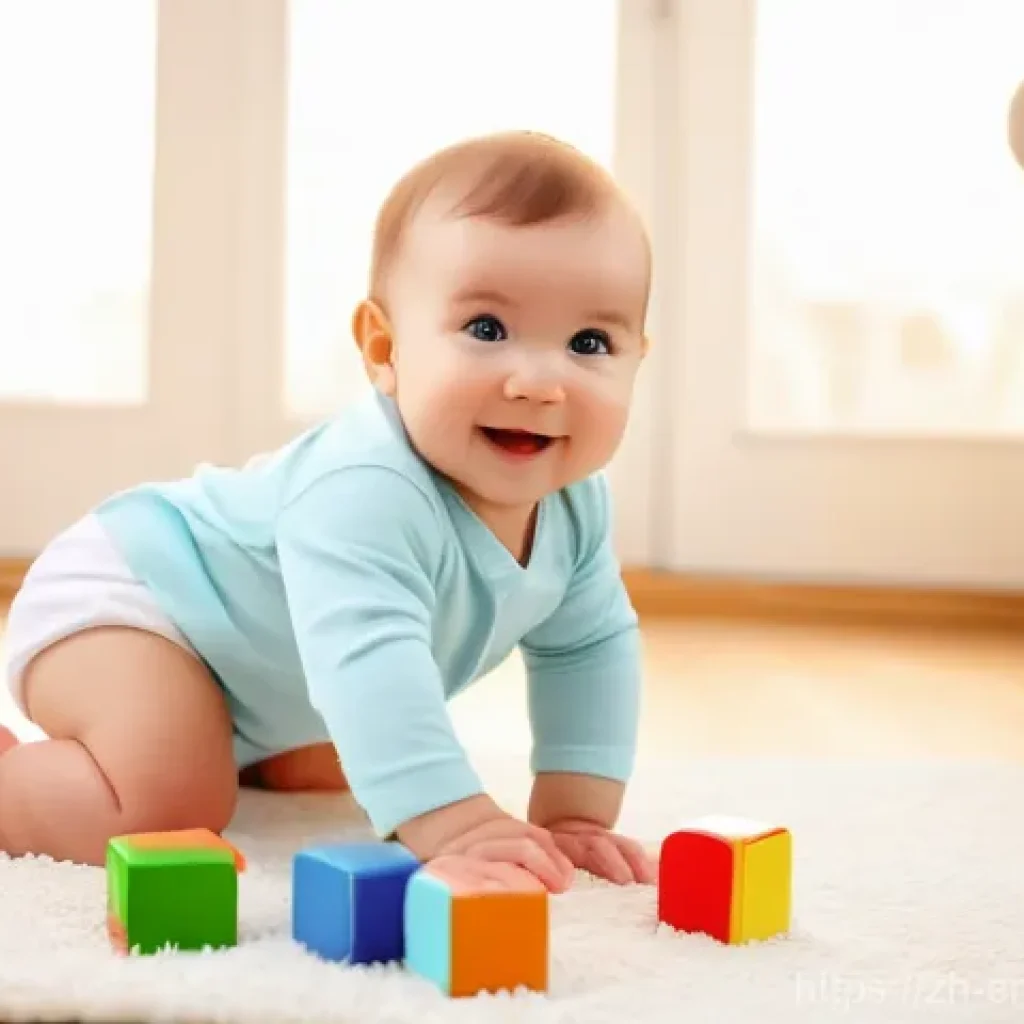 환경경영 전문가로서의 업무 분석 - A joyful, healthy baby with bright, curious eyes, crawling happily on a soft, plush rug. The baby is...
