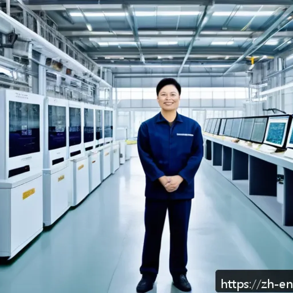 환경경영 업무의 중요성 - A modern factory interior showcasing advanced green technology with smart sensors and IoT devices mo...